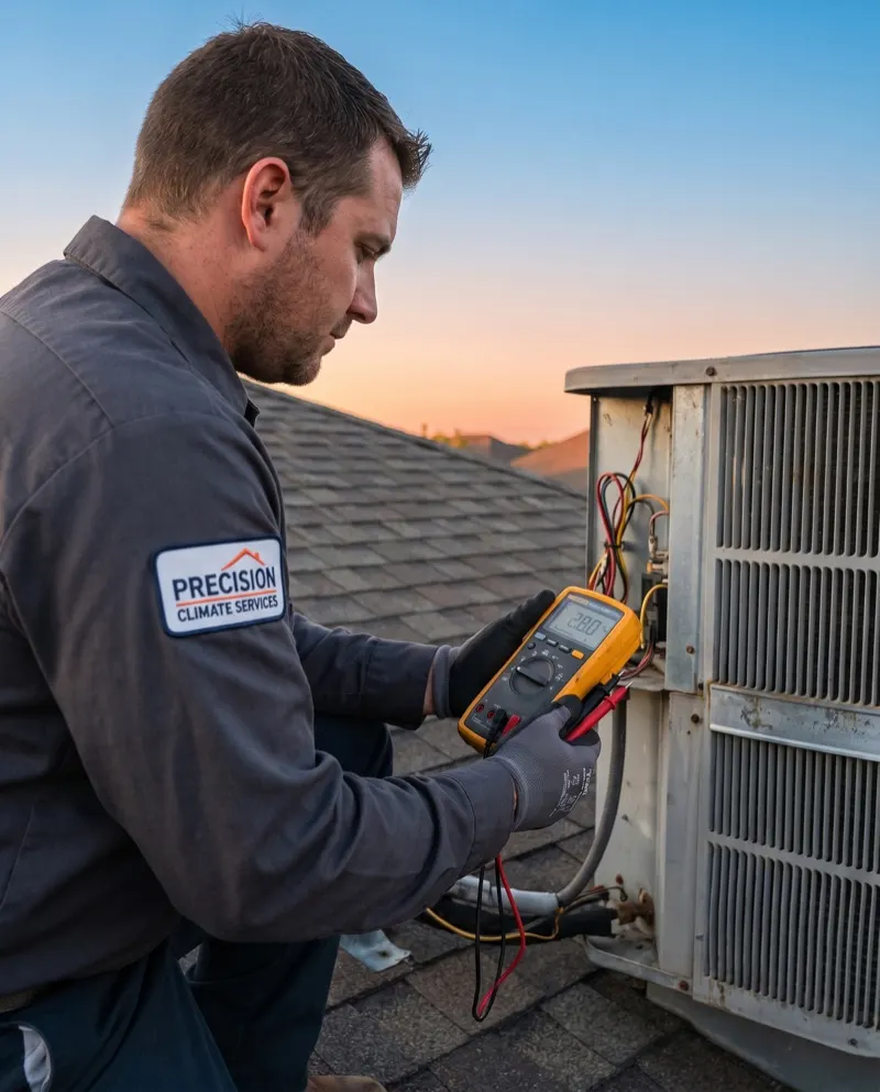 HVAC technician on rooftop